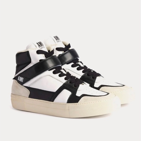 AMI ALEXANDRE MATTIUSSI Black and White ADC Hight Top Sneakers size 36 LIKE NEW - Picture 1 of 12